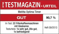 Melitta Optima Timer 100801 Bk, Filterkaffeemaschine Mit Glaskanne Und Timer-Funktion, Abnehmbarer Wassertank, Schwarz -Melitta 817cbc156f7f16460d2c2a2b04dd46ec