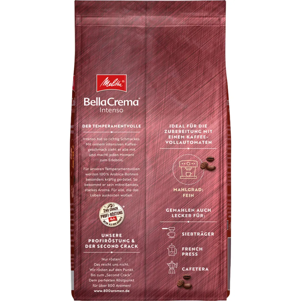 MELITTA Ganze Kaffeebohnen BellaCrema Intenso 1 Kg Starkes Aroma Intensiv 6 MELITTA Ganze Kaffeebohnen BellaCrema Intenso 1 Kg Starkes Aroma Intensiv – Bild 4