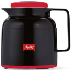 Melitta Thermoskanne 35039, Isolierkanne, Schwarz / Rot, Kunststoff, 1 Liter