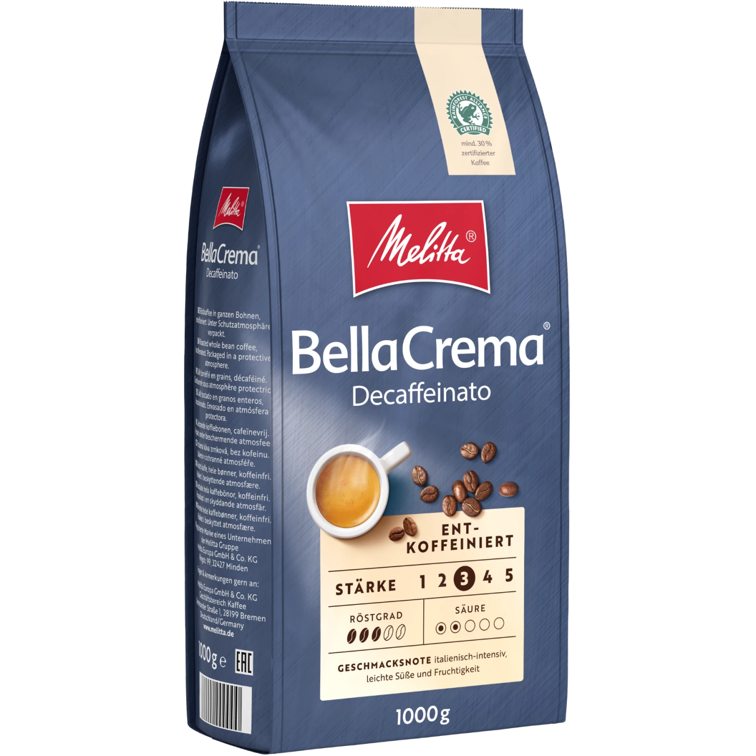 Melitta® BellaCrema® Decaffeinato | Kaffeebohnen 1000g 4 Melitta® BellaCrema® Decaffeinato | Kaffeebohnen 1000g – Bild 2